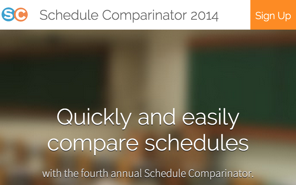 screenshot of Schedule Comparinator